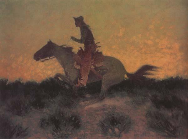 Frederic Remington Against htte Sunset (mk43) oil painting image